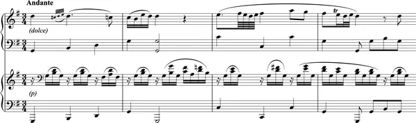 Fig. 2: Begin van het Andante met een solorol voor piano I