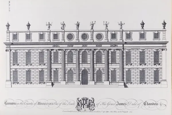 Gravure gevels van Cannons (landhuis van Graaf Carnarvon) (1748)