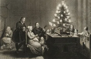 'Luther en zijn gezin rondom de kerstboom'