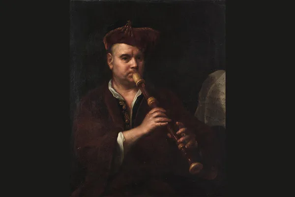 Blokfluit spelende man; door Johann Kupetzki (ca. 1667-1740)