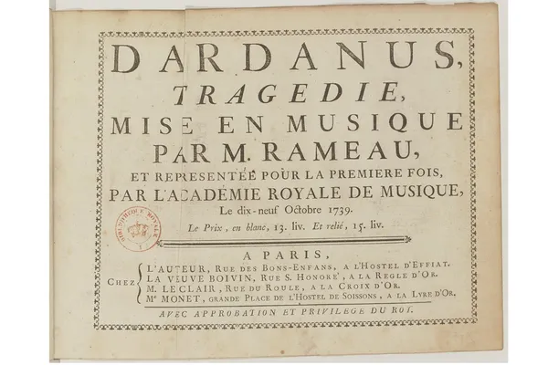 Rameaus, Jean-Philippe 3 (titelpagina Dardanus)