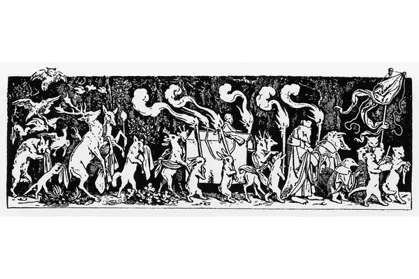 Wie die Tiere den Jäger begraben, door Moritz von Schwind, 1850.